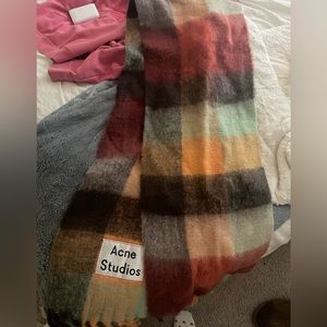 acne studios plaid scarf with tassels
